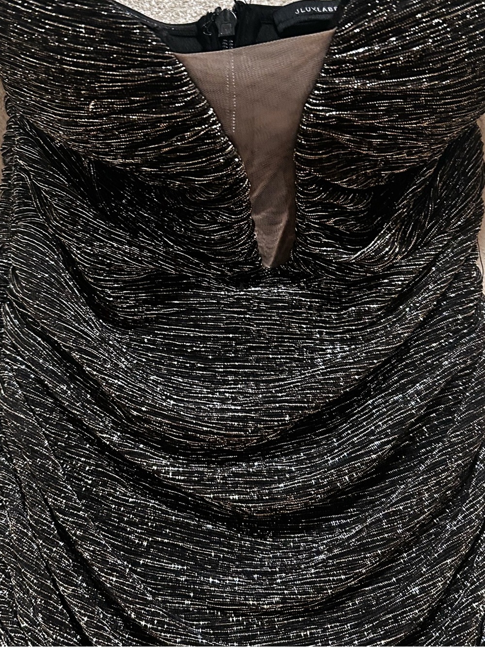 JLUXLABEL BLACK/GOLD METALLIC MESH MAXI DRESS - Size:LARGE - Picture 6 of 6